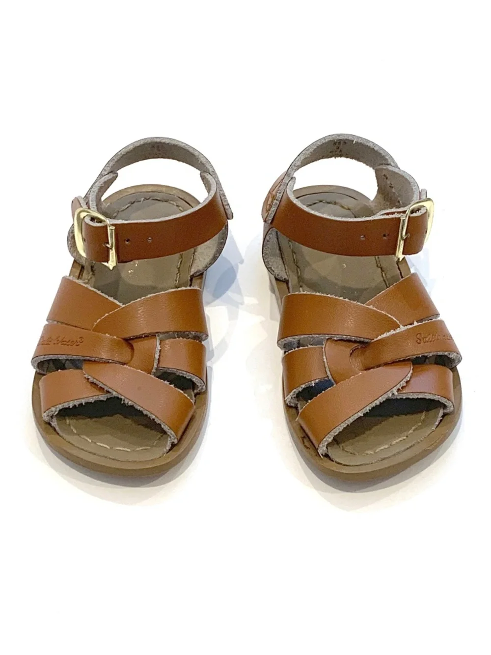Salt Water Original Sandals by Hoy Brown Leather Baby Toddler Size 5